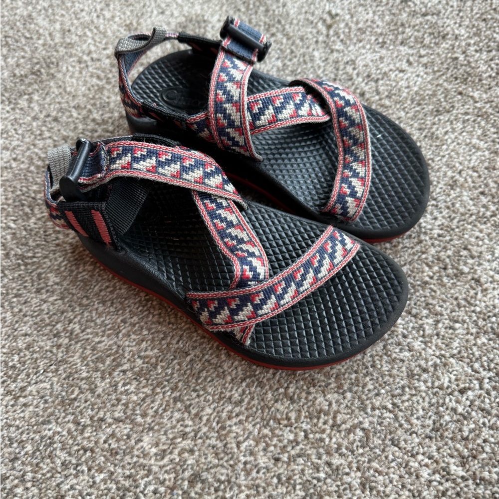 Chaco Kids Black and Red Geometric Sandals